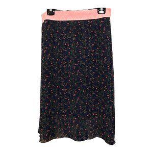 LulaRoe Blue Green with Pink Waist Band  Mid Length Womens Size Large Skirt‎